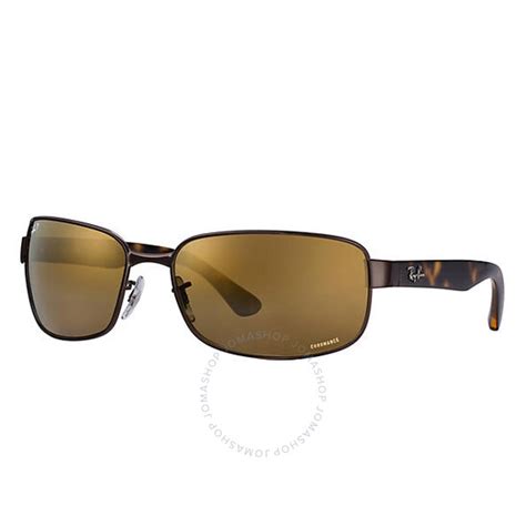 Ray Ban Polarized Tortoise Rectangular Sunglasses Rb3566ch 014 A3 65 8053672726398 Sunglasses