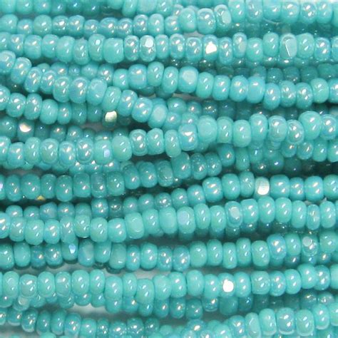 13 0 Czech Charlotte Cut Seed Bead Opaque Green Turquoise AB Garden