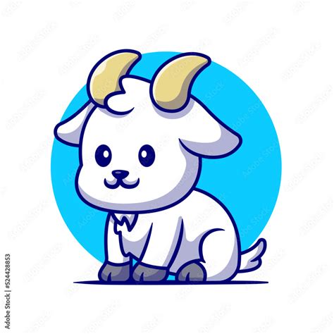 Cute Goat sitting Cartoon Vector Icon Illustration. Animal Nature Icon Concept Isolated Premium ...