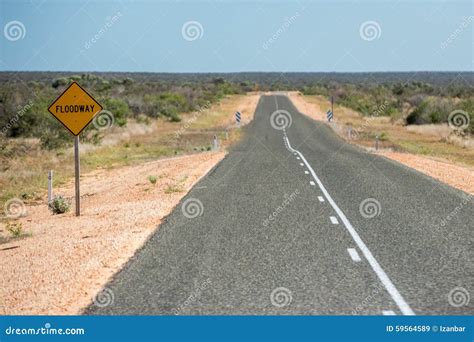 Floodway Sign West Australia Desert Endless Road Stock Image - Image of ...