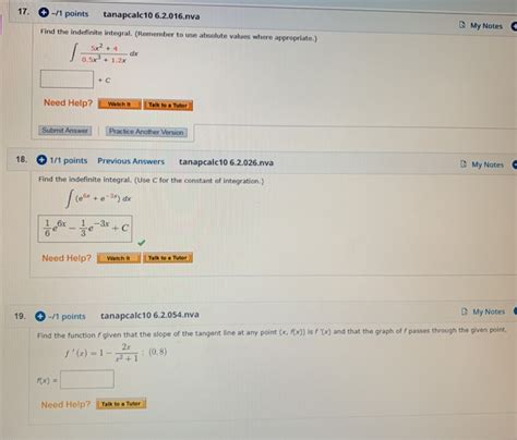 Solved 17 1 Points Tanapcalc 10 6 2 016 Nva My Notes Find Chegg