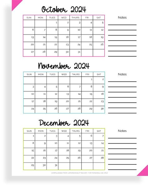 Quarterly Calendar Printables 2024 2025 In 2024 Calendar Printables