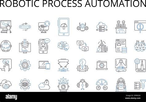 Robotic Process Automation Line Icons Collection Artificial