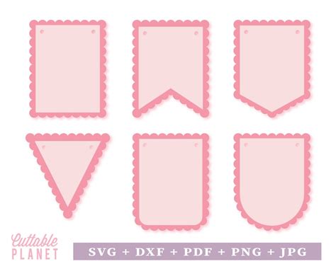 Scalloped Banner Svg Dxf Pdf Png Scalloped Bunting Etsy