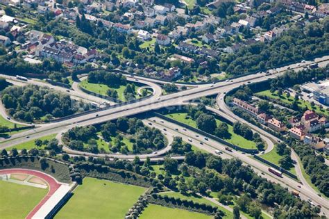 Luftbild Karlsruhe Verkehrsführung am Kreuz der Südtangente zum