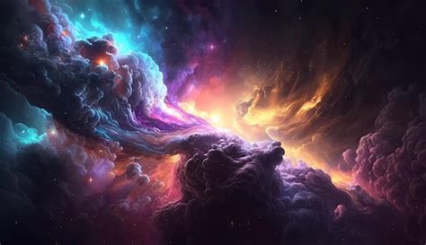 Premium AI Image | A colorful galaxy wallpaper with a nebula and clouds