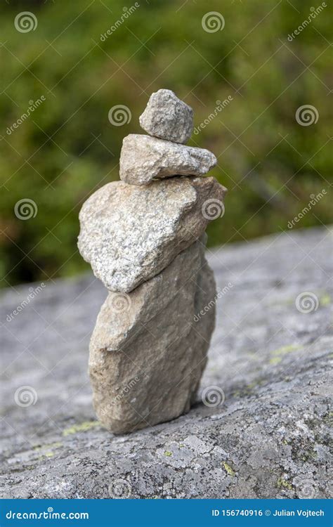 Stones Stacked On Top Of Each Other In The Nature Stock Photo Image