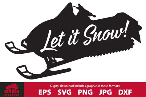 Let It Snow Snowmobile Svg Eps Png Dxf Cut Files