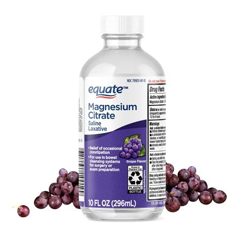 Equate Magnesium Citrate Saline Laxative Liquid Supplement Grape