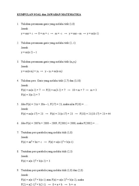 Kumpulan Soal Dan Jawaban Matematika Pdf