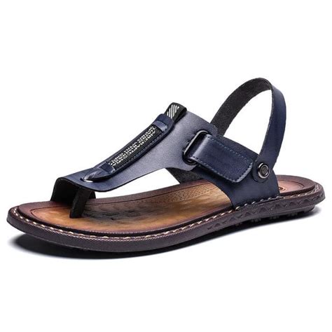 Sandales Homme Ete Plates Simili Cuir Exterieur Plage Bout Ouvert