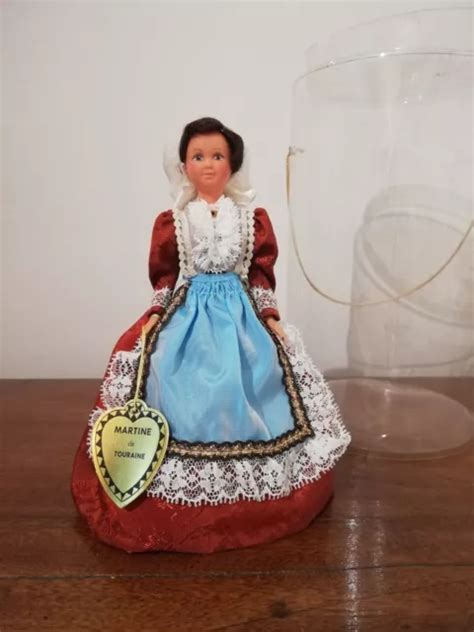 POUPÉE FOLKLORIQUE RÉGIONALE Touraine Le Minor étiquette doll vintage