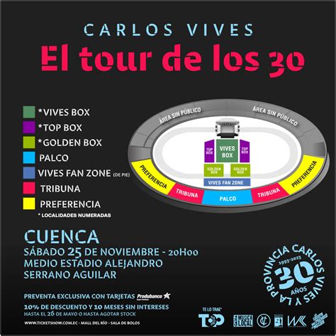 PREVENTA EL TOUR DE LOS 30 CARLOS VIVES DESDE 00H00 DE MIÉRCOLES 24