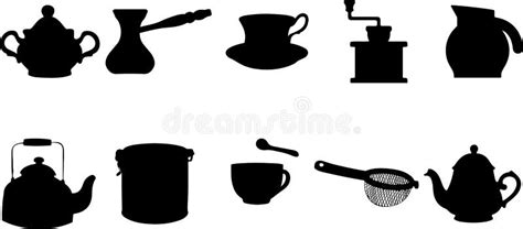 Teapot Set Teapot Silhouette Set Teapot Icon Teapot Set Stock Vector