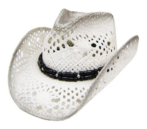 Modestone Unisex Straw Cowboy Hat Grey And Light Grey