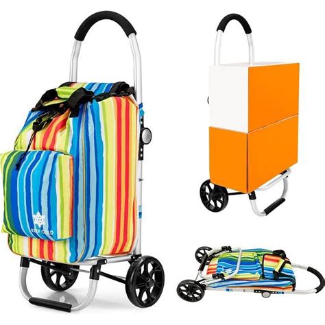 GIANTEX Chariot de Courses Pliable à Roulettes 53L Caddie Chariot de