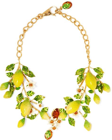 Dolce And Gabbana Gold Tone Crystal And Enamel Necklace Dolce Gabbana