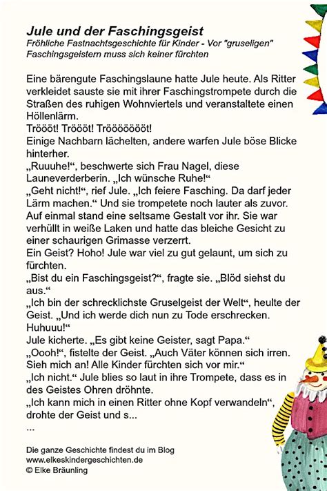 Jule Und Der Faschingsgeist Elkes Kindergeschichten Words Word