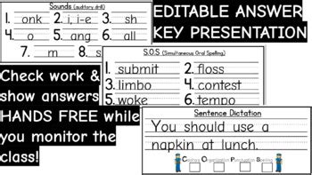 Orton Gillingham 3 Part Drill SOS Dictation Digital Editable Answer Key