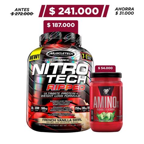 Nitro Tech Ripped 4 Lb AminoX 30 Serv Naturnet Colombia