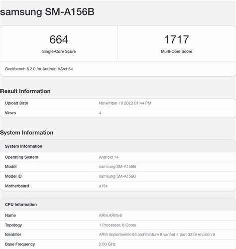 Galaxy A15 5g Xuất Hiện Trên Geekbench Xác Nhận Dùng Chip Helio G99