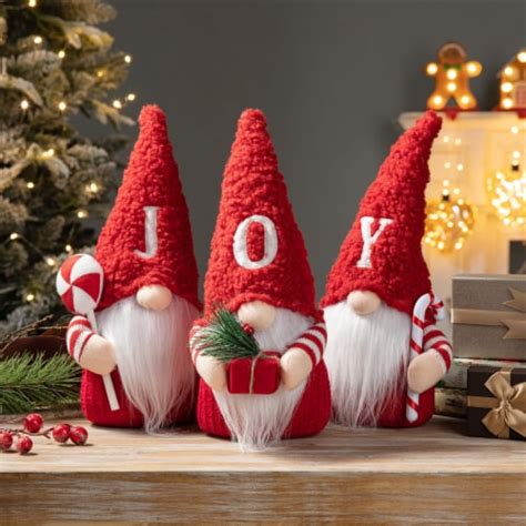 Glitzhome Set Of Three Fabric Joy Christmas Gnome Decor Set Of Three Smiths Food And Drug