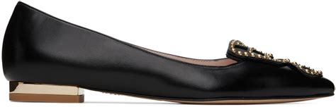 Sophia Webster Black Gold Butterfly Ballerina Flats SSENSE