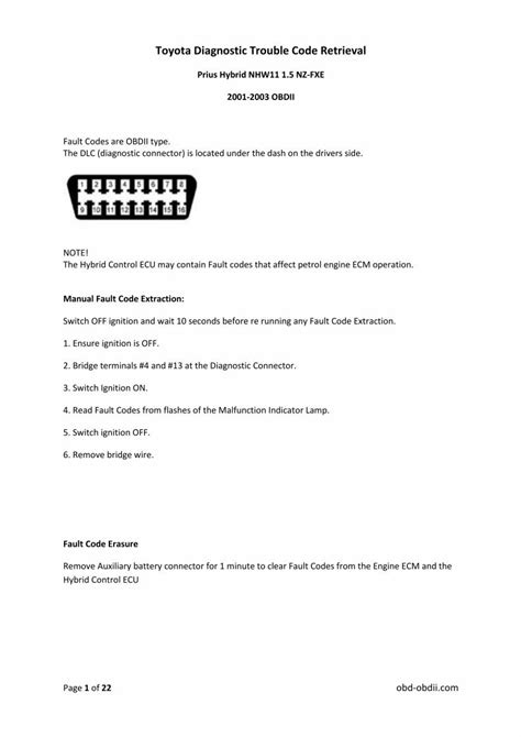 Pdf Toyota Diagnostic Trouble Code Retrieval Aero Hybrid