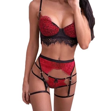 Porte Jarretelle 3 Pc Femmes Dentelle Lingerie Sexy Bretelles Soutien