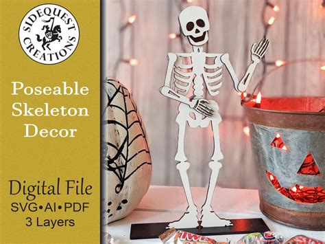 Poseable Skeleton Decoration Halloween Laser Cut Digital File Glowforge