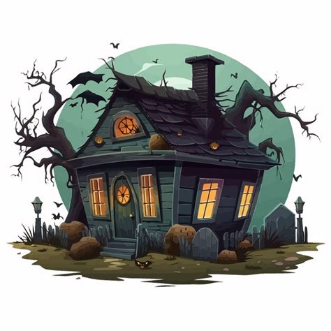 Clipart De Casa Assombrada De Halloween Vetor Premium