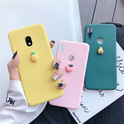 Capa De Silicone Para Celular Capinha 3d Fofa De Frutas Para Samsung Galaxy J8 J7 J6 J5 J4 J3