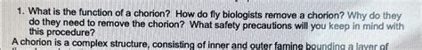 Solved What is the function of a chorion? How do fly | Chegg.com