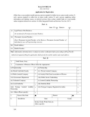 Fillable Online Form GST REG 01 See Rule 8 1 Application For