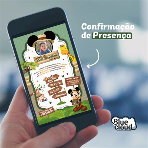 Convite Digital Safari Do Mickey Confirma O De Presen A