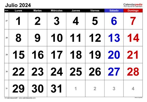 Calendario Julio De 2024 Para Imprimir Nbkomputer