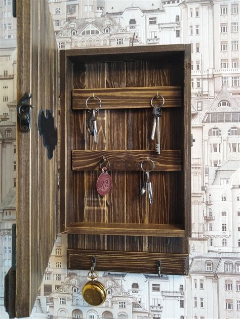 Key box wall-mounted key cabinet wooden key cabinet key holder | Etsy