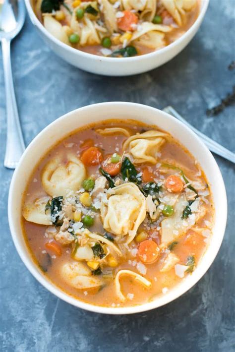 Chicken Vegetable Tortellini Soup Valeries Kitchen