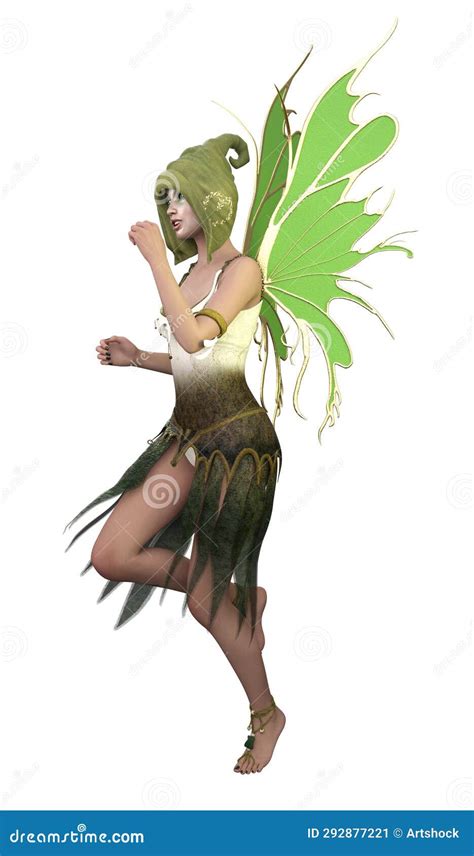 D Fairy With Green Wings Stock Illustration Illustration Of Dreamy