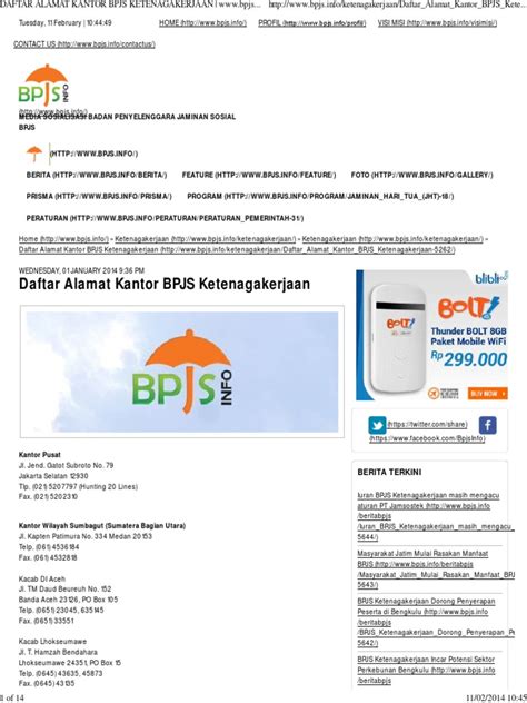 Pdf Daftar Alamat Kantor Bpjs Ketenagakerjaan Dokumen Tips