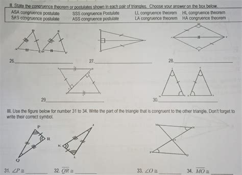 Ii State The Congruence Theorem Or Postulates Sho Gauthmath