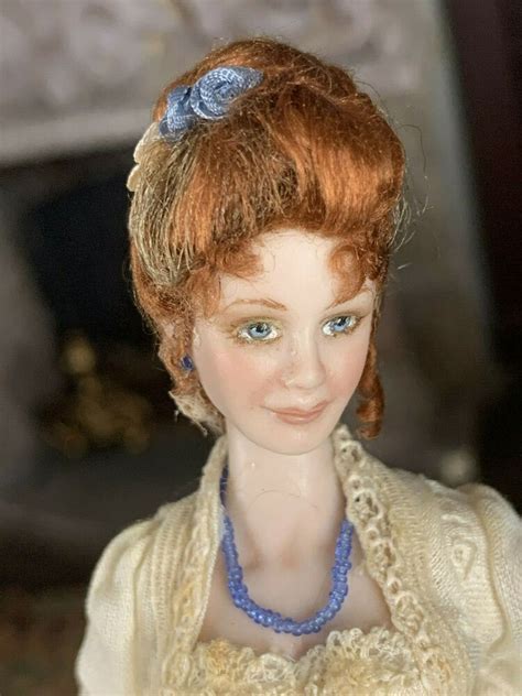 Vintage Artisan Miniature Dollhouse Doll Museum Porcelain Lady Doll