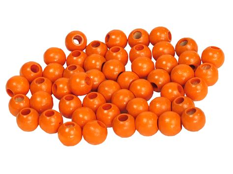 50 Holzperlen Orange Durchmesser 10mm Mit Loch 4mm