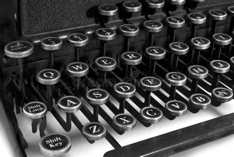 Black and White Keyboard Typewriter Stock Image - Image of lock, retro ...