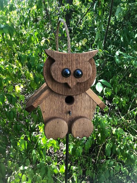 Unique Hoot Owl Birdhouse Primitive Rustic Country Bird House Etsy