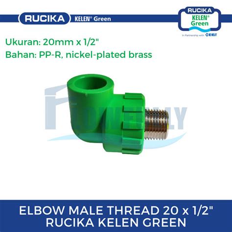 Jual ELBOW MALE THREAD 20 X 1 2 PPR RUCIKA GREEN WAVIN TIGRIS VALVE