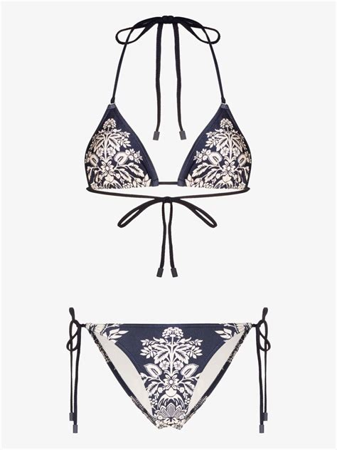 ZIMMERMANN Pattie Floral Print Triangle Bikini Browns