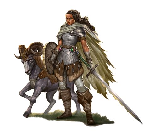 Female Human Ranger Or Hunter With Ram Companion Pathfinder Pfrpg Dnd