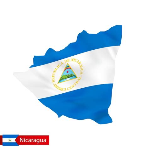 Mapa De Nicaragua Con Bandera Ondeante Del País Vector Premium