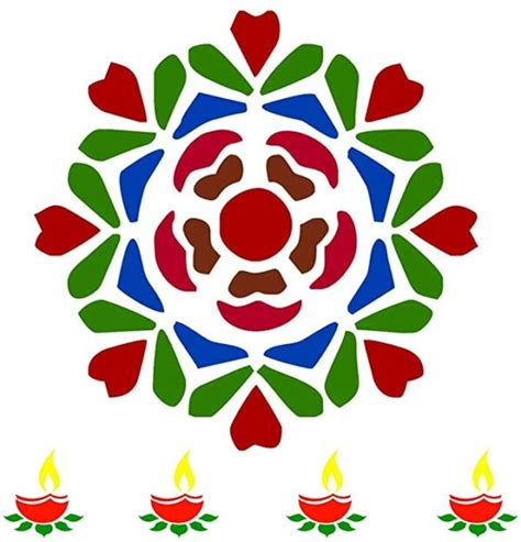 DIY Flower Rangoli With Diya Wooden Rangoli Stencils Incredible Gifts